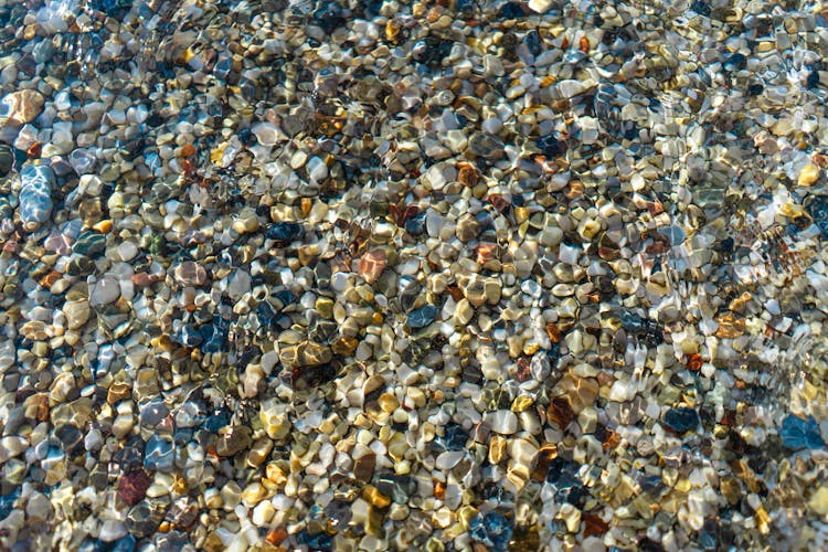 Colored Pebbles On Ocean Floor