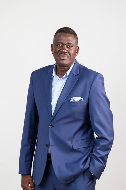 Man in Blue Suit Jacket