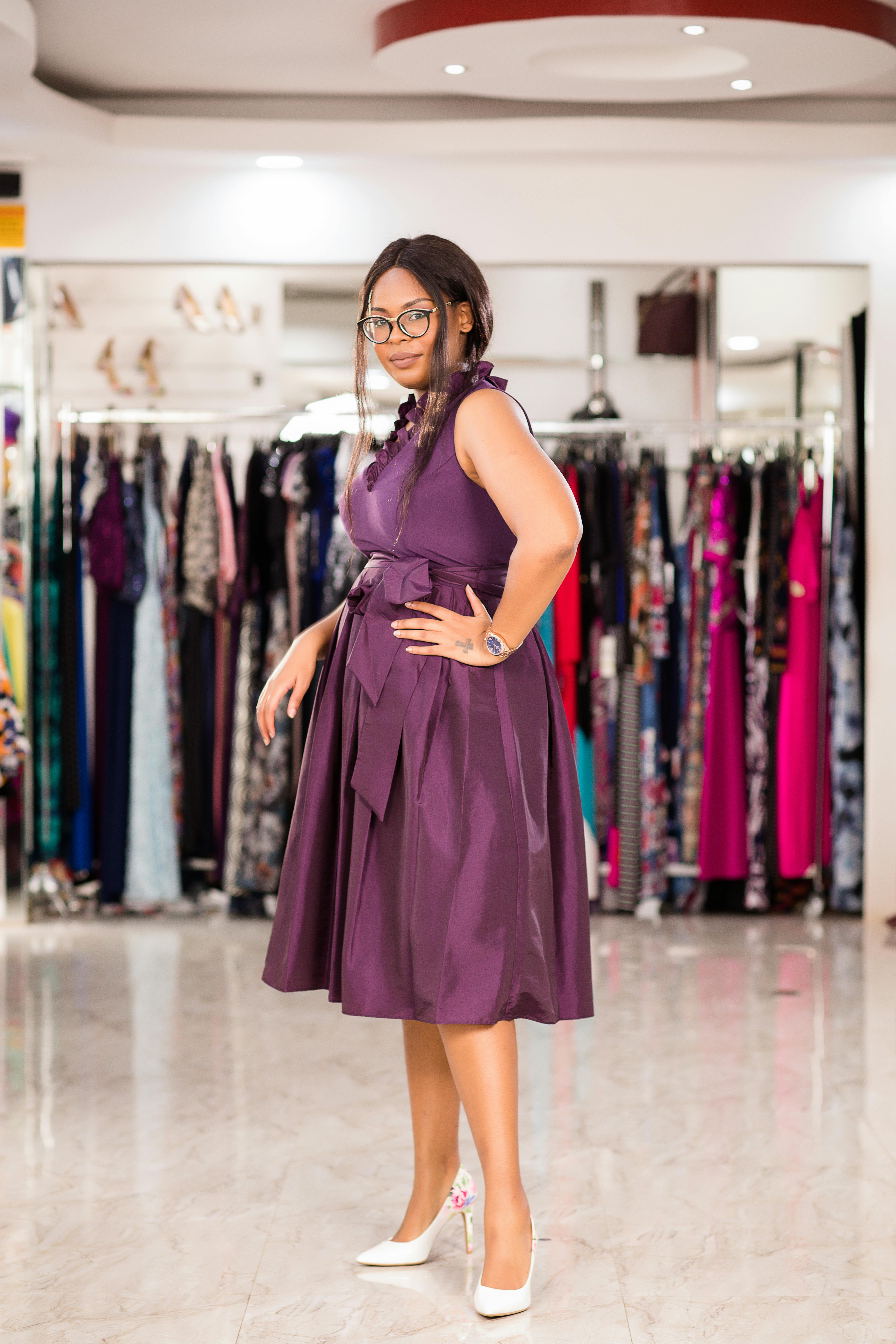 Woman Wearing Elegant Dress in Clothing Store · Free Stock Photo