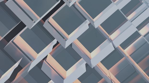 A seamless abstract 3D render with a modern geometric pattern and techno art style.