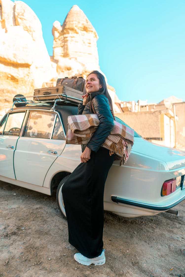 Beautiful Woman Standing Near Car 