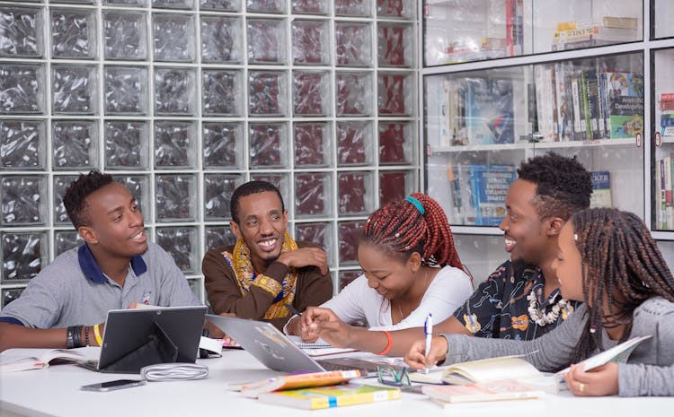 Group Of Students Studying Together