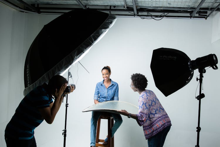 Woman On A Professional Photoshoot In Studio 