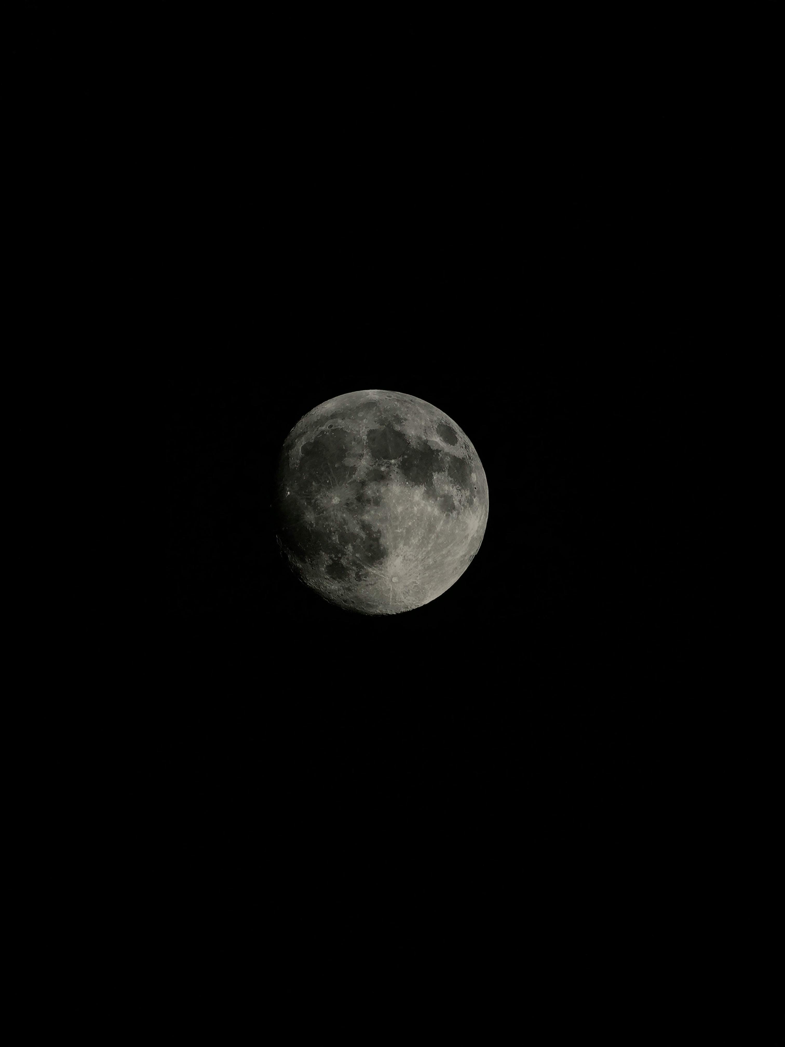 White and Black Moon With Black Skies and Body of Water Photography ...