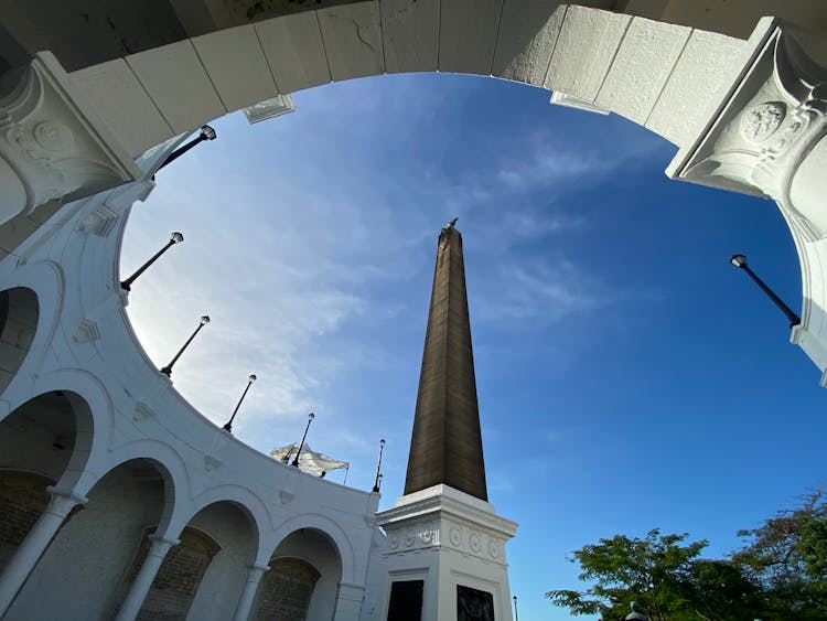 Las Bovedas Monument In Casco Viejo, Panama City Under Blue Sky