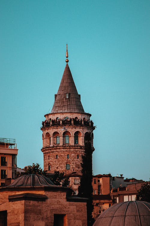 Galata Tower on the Background of Blue Sky