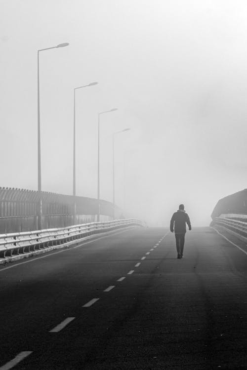 Immagine gratuita di asfalto, bianco e nero, nebbia