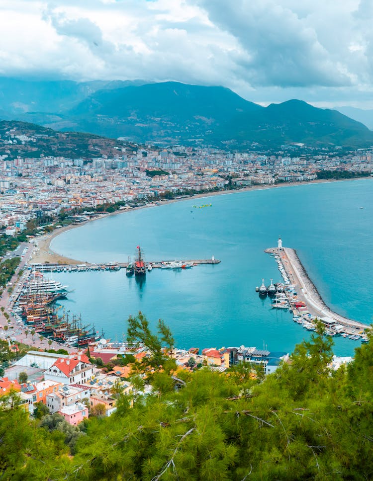 Aerial Photography Of A City Near The Bay