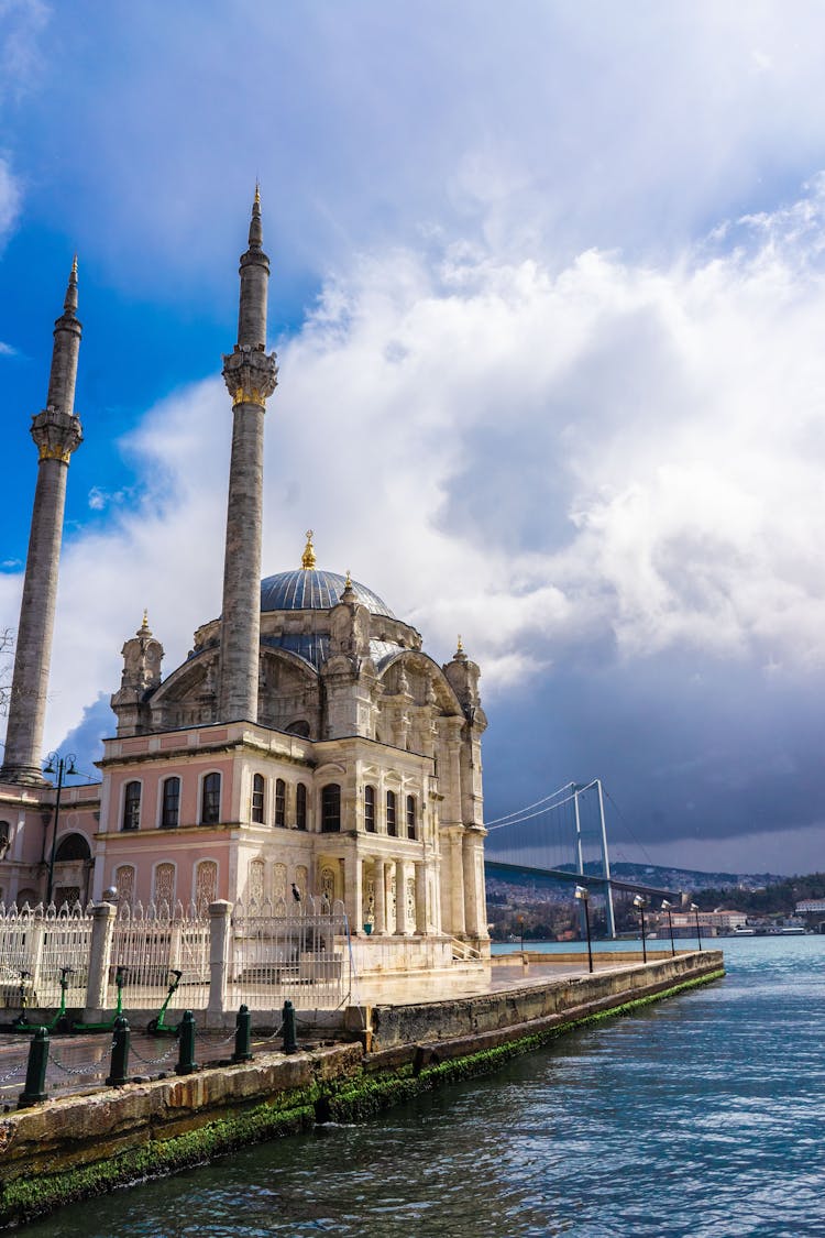 Old Mosque Building In Sea