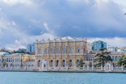 Dolmabahçe Palace in Istanbul, Turkey Under Cloudy Sky