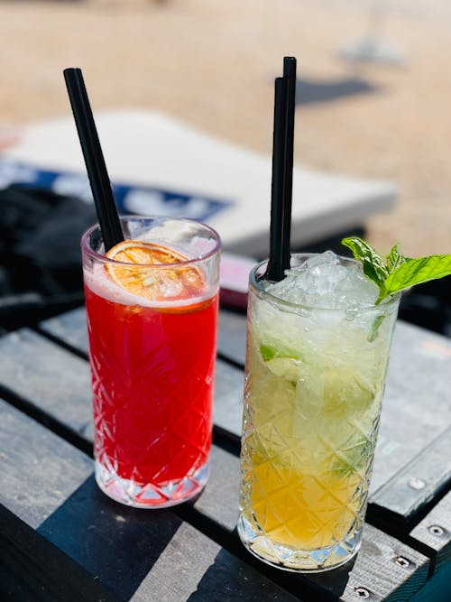 Glasses with Drinks on a Table