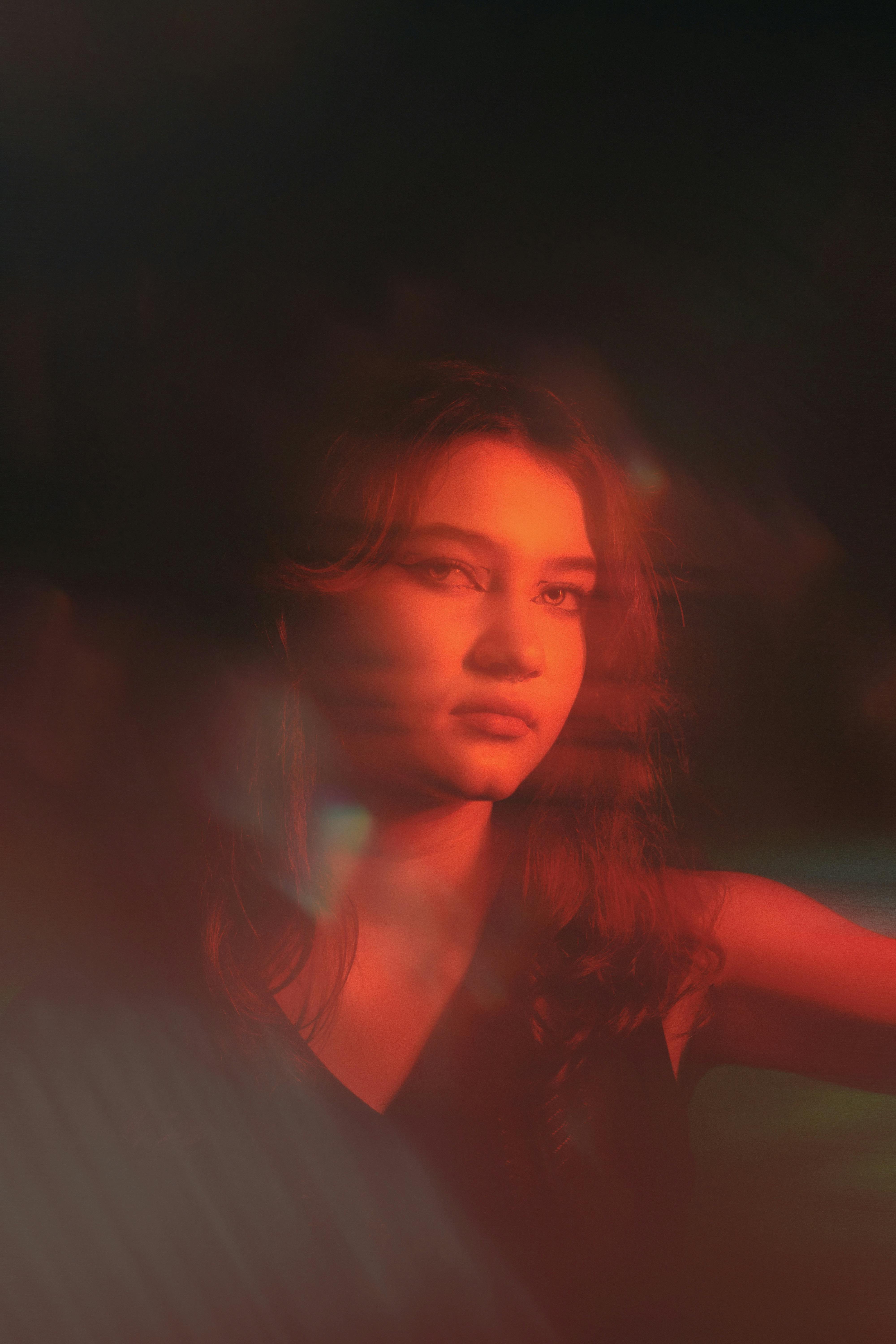 blur portrait of beautiful young woman