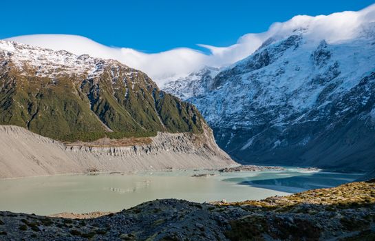 Snow Covered Mountain Near Body of Water