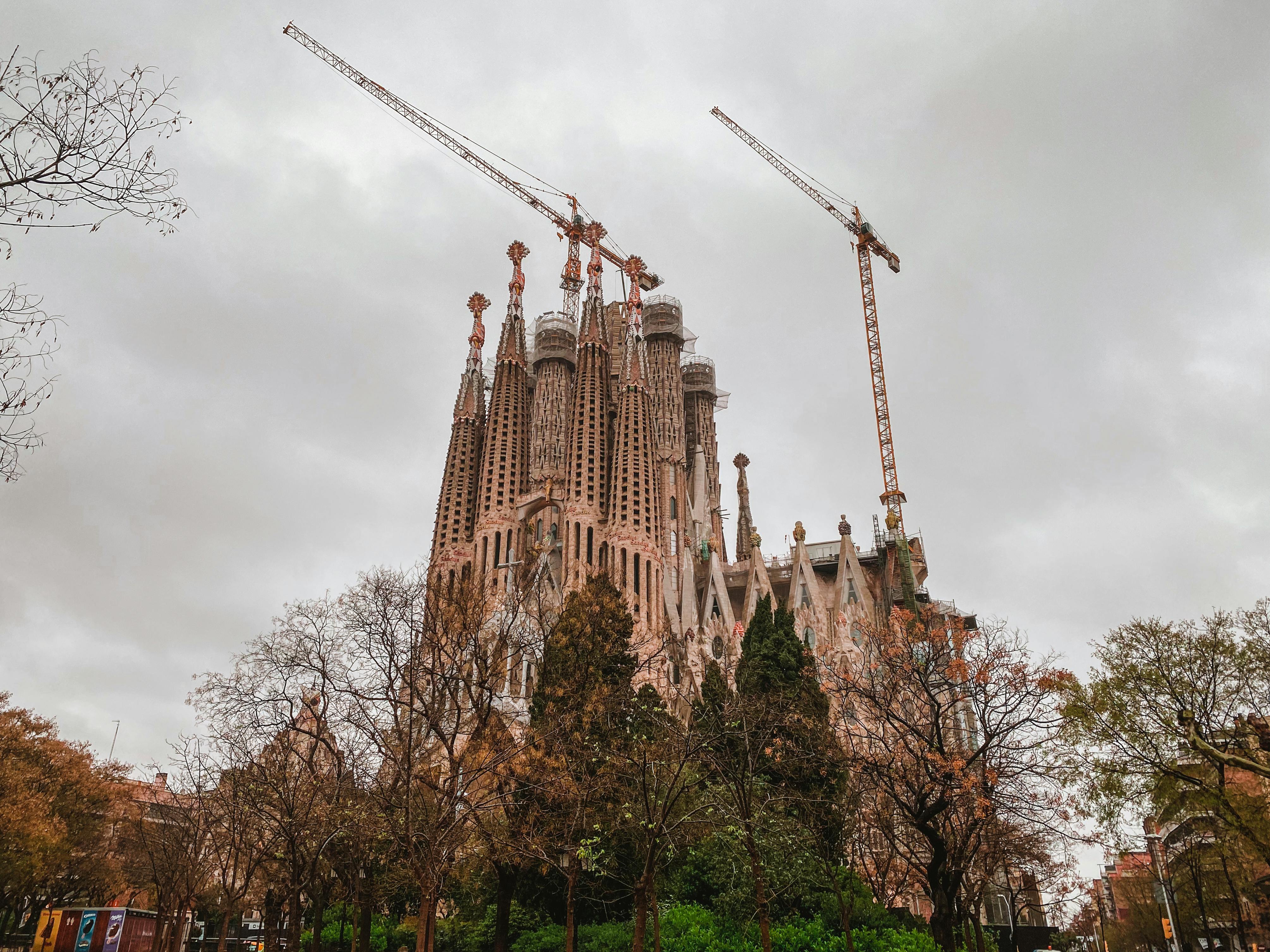 low angle shot of la sagrada familia