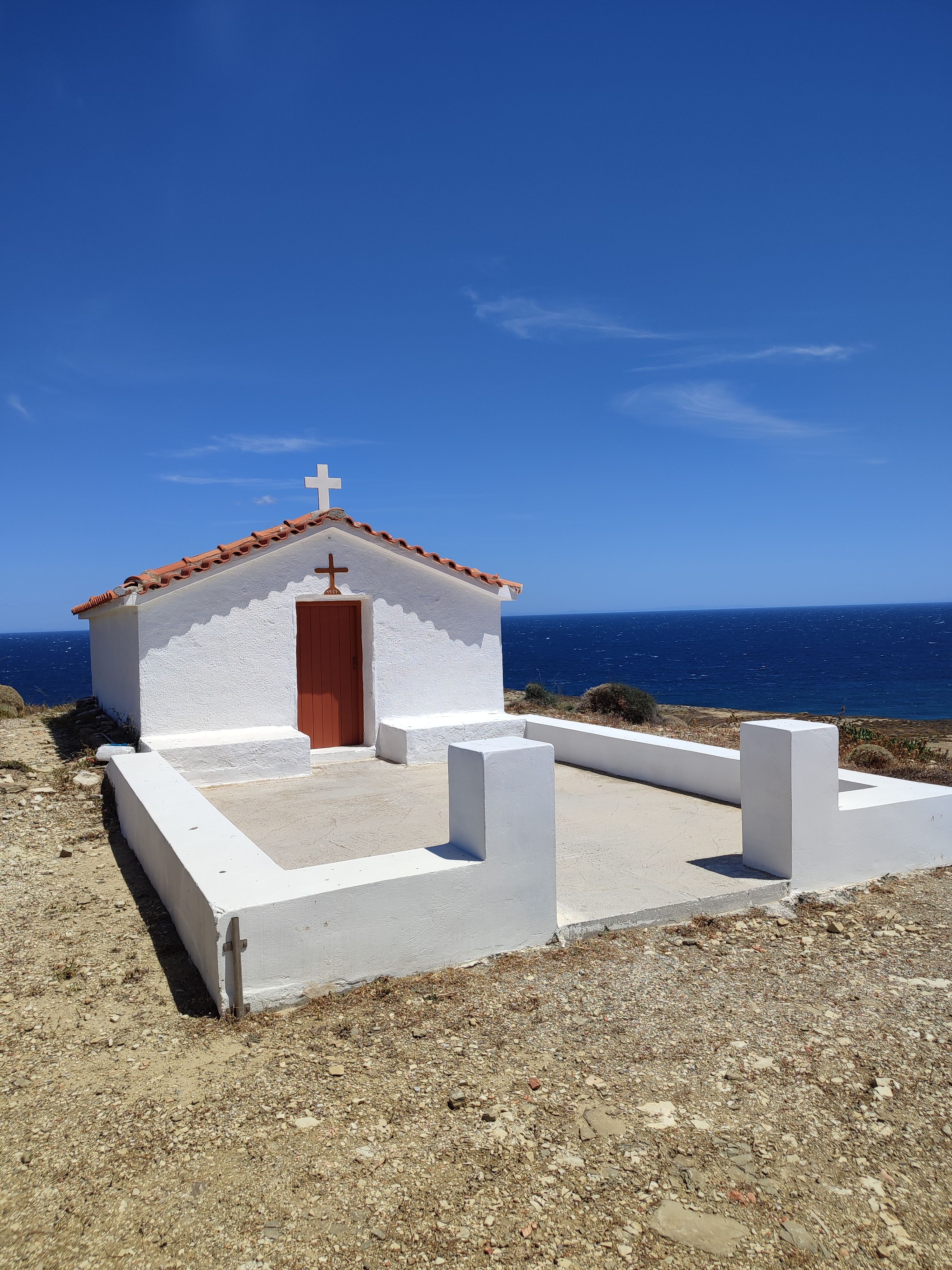 White chapel above the sea on Limnos