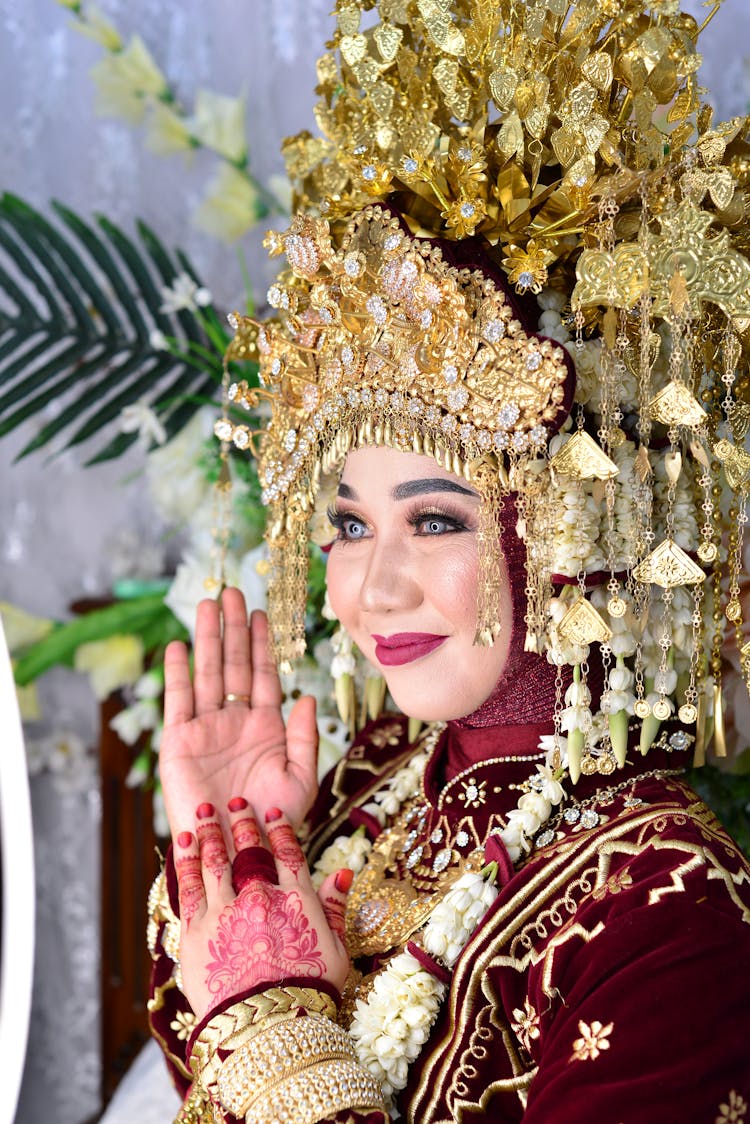 Woman Wearing A Gold Headdress