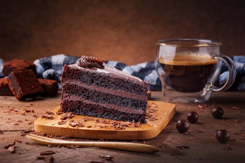 Free Chocolate Cake and Coffee Stock Photo
