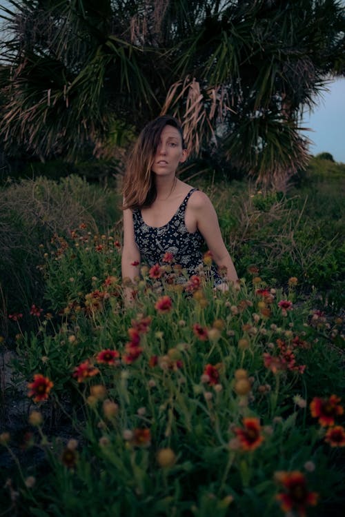 Woman on a Flower Field