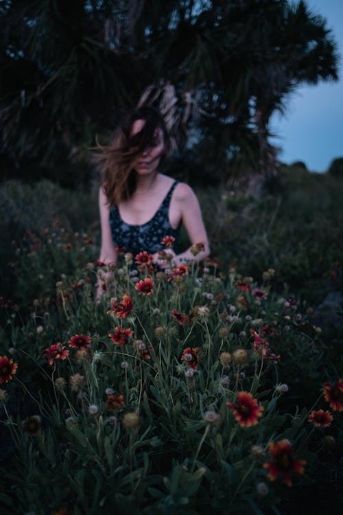 Woman on a Flower Field