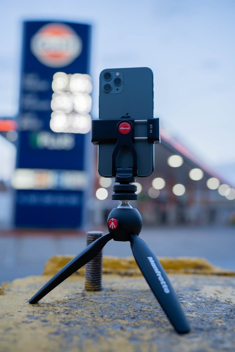 Photograph Of An Iphone On A Tripod