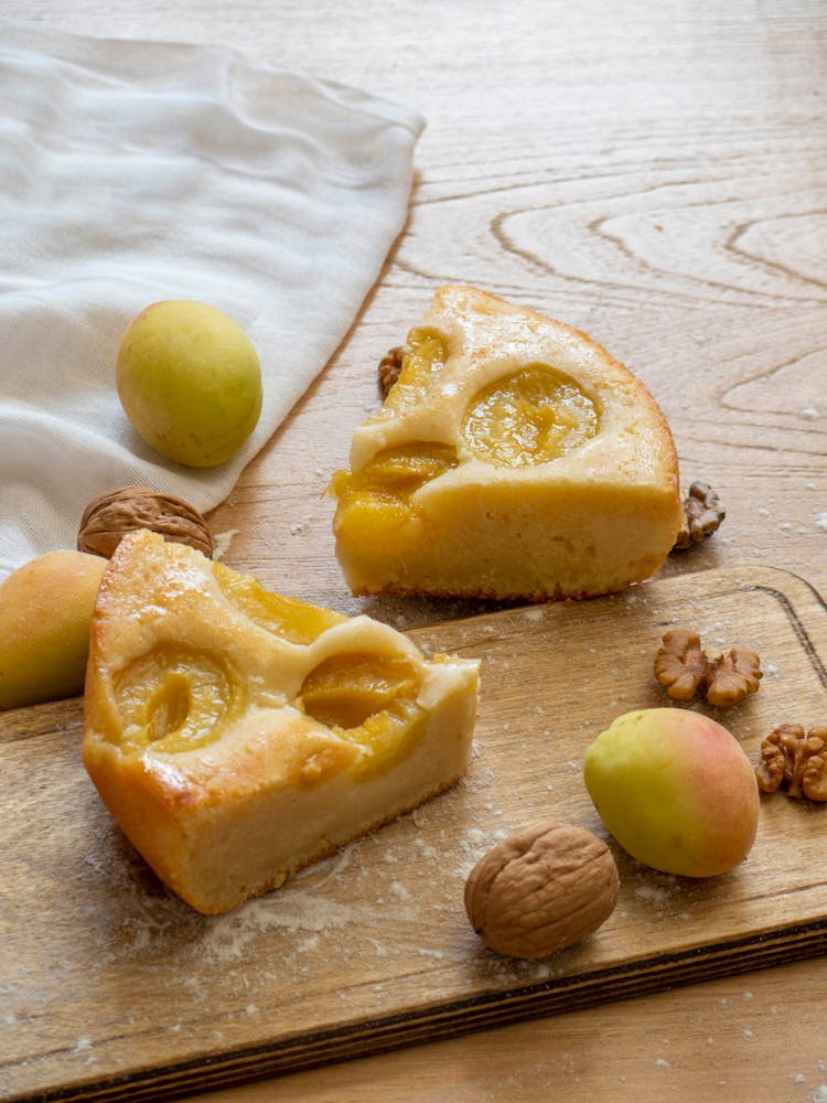 Homemade Fruit Cake On Wooden Board