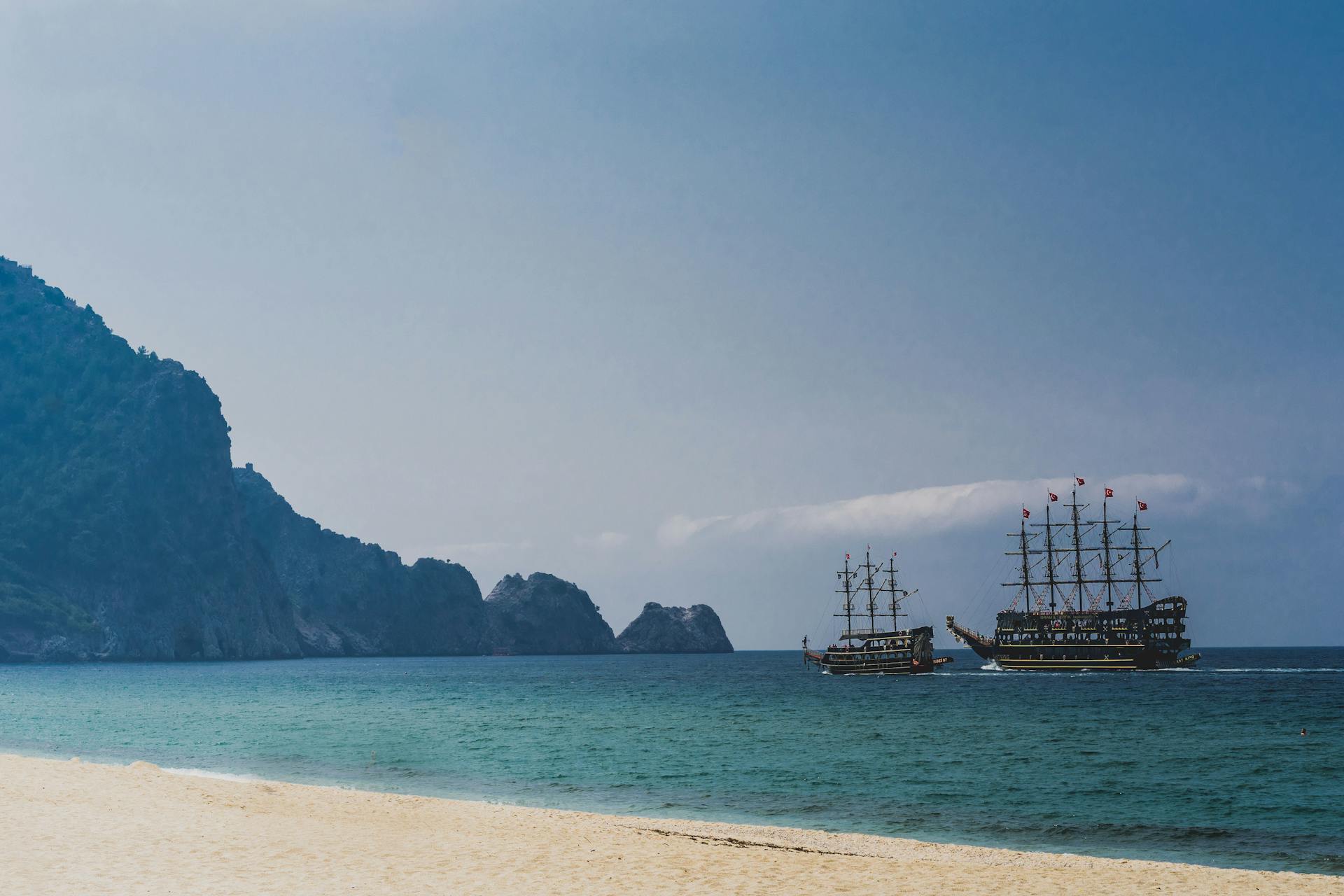 Ships on Sea near Coastline