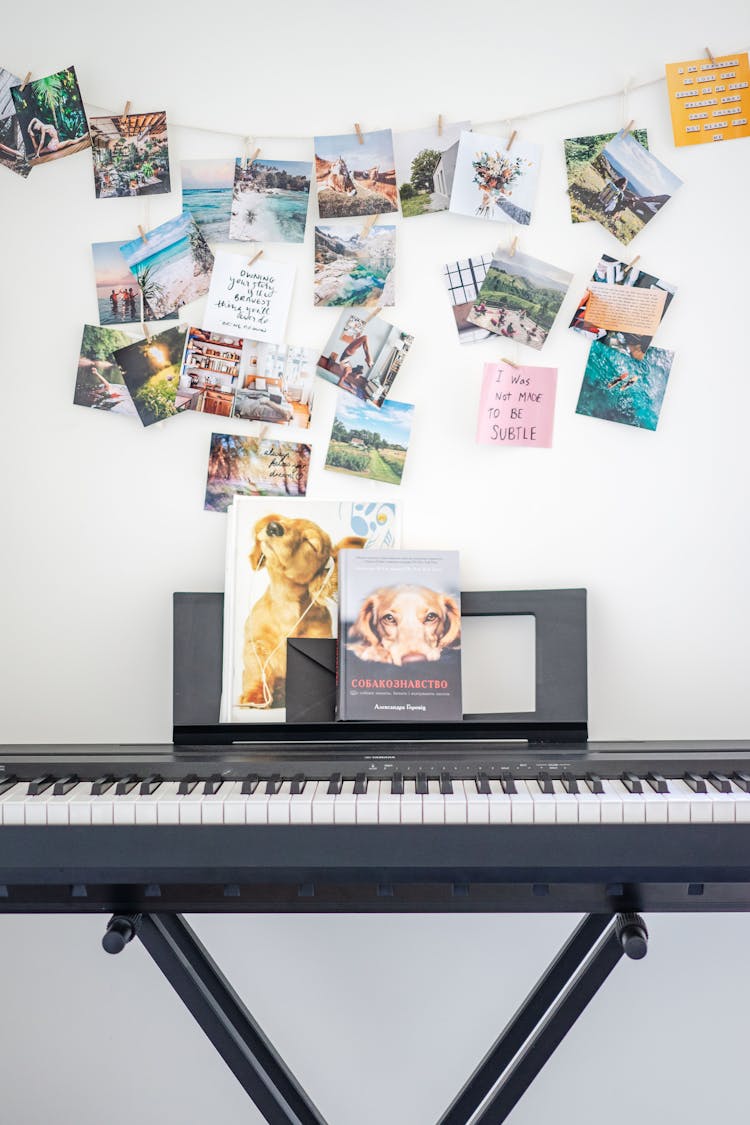 Keyboard And Photos On Wall