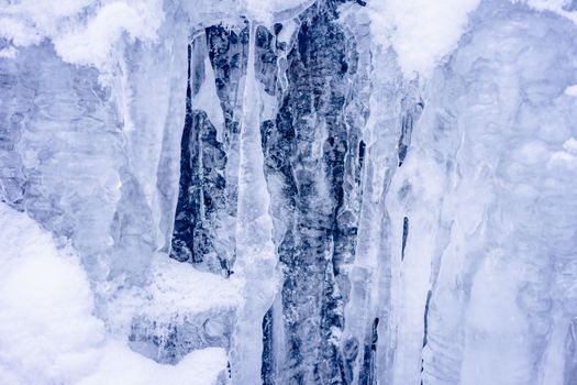Captivating close-up of frozen ice formations showcasing winter's beauty.