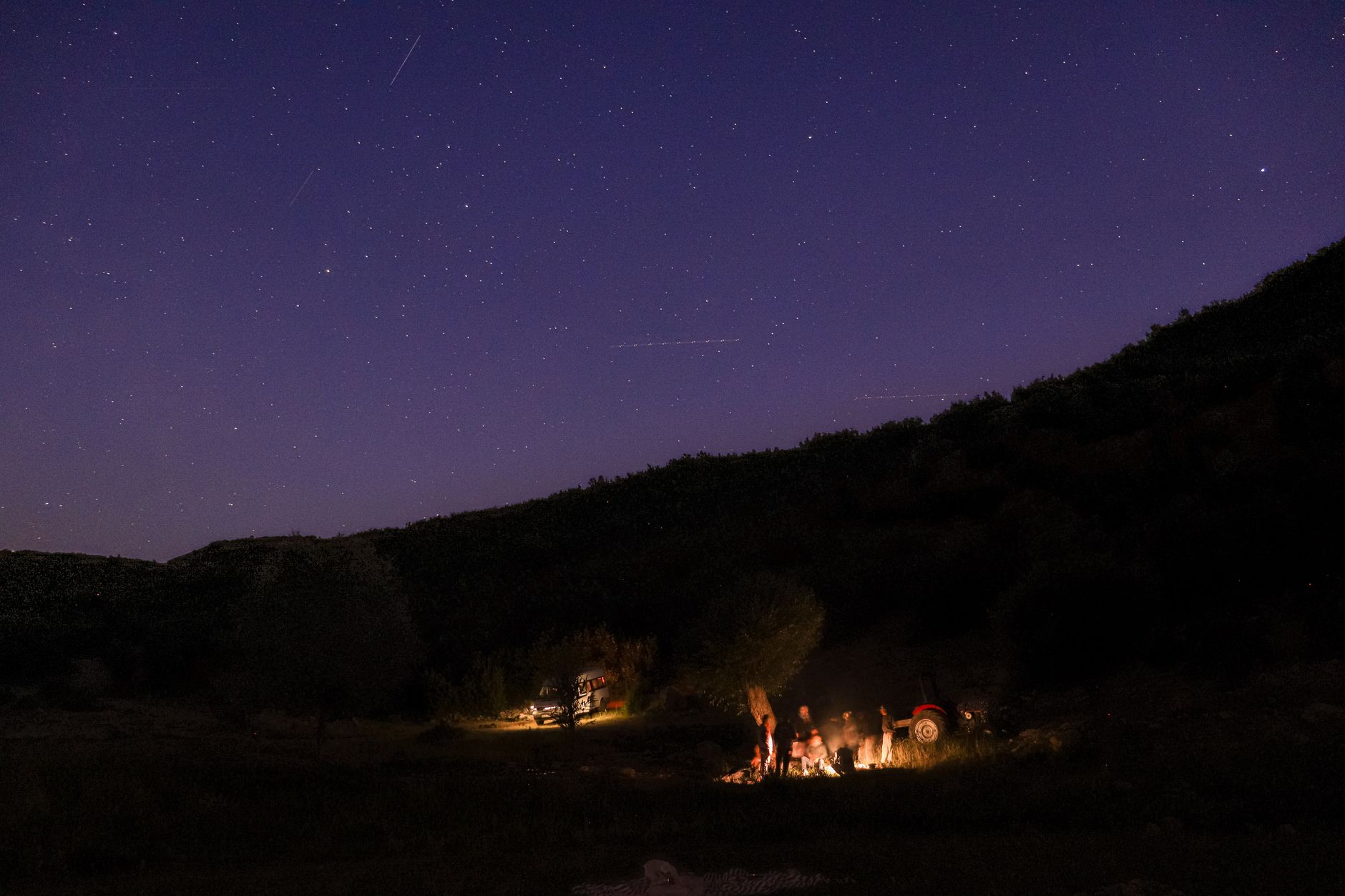 Camping adventure under starlight