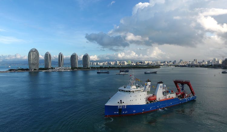 Tansuo-1 Research Vessel Near The Phoenix Island, Sanya, China 