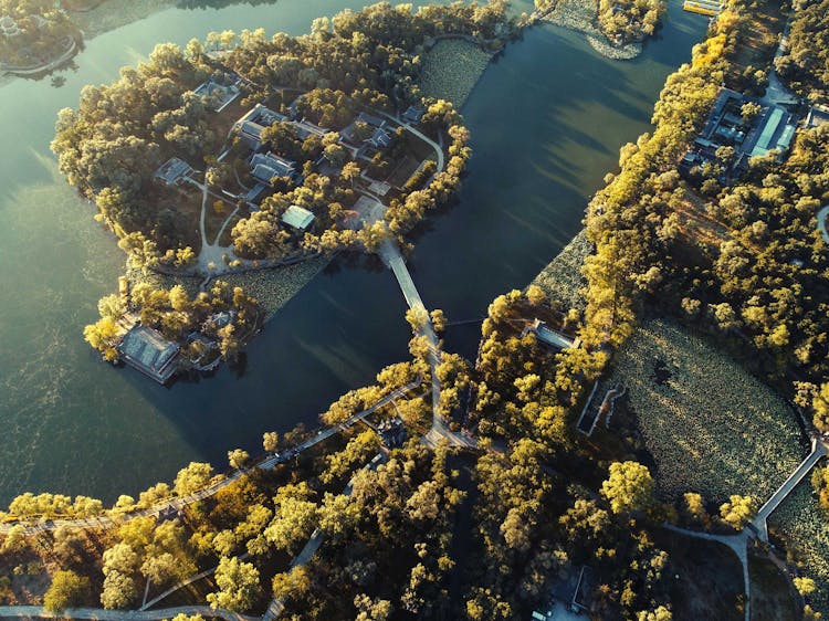 Aerial Photo Of A Landscape Over The Mountain Resort Of Chengde In Hebei Province, China 