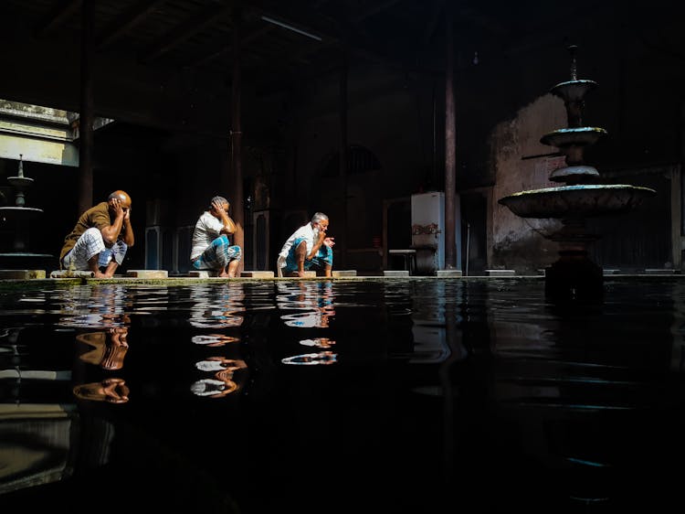 Men Performing Wudu Inside Nakhoda Mosque, Kolkata.