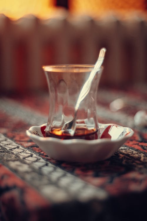 Hot Tea in a Glass Teacup