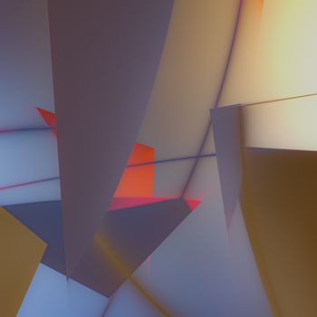 Vivid abstract geometric art with colorful shapes and soft gradient lighting.