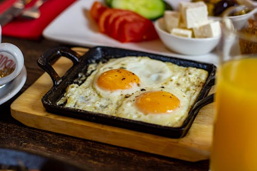 Sunny Side Up Eggs on Black Skillet