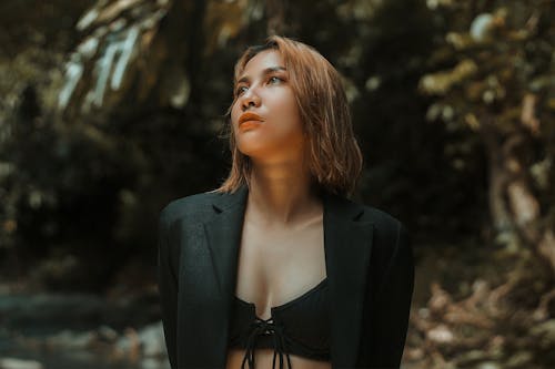 Shallow Focus of a Woman in Black Blazer