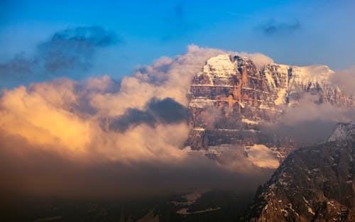 Brown Rocky Mountain Under the Blue Sky