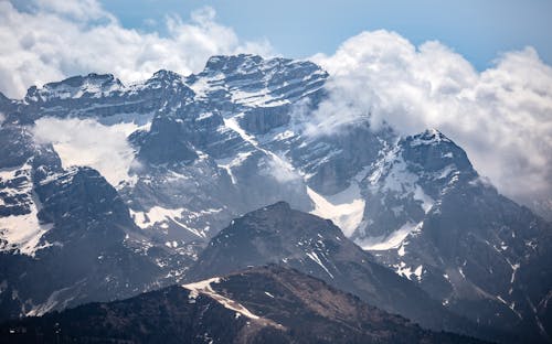 Snow Covered Mountain Under the Blue Sky