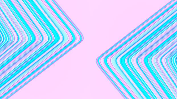 Dynamic abstract geometric composition with vibrant pastel pink and blue lines on a pink background.
