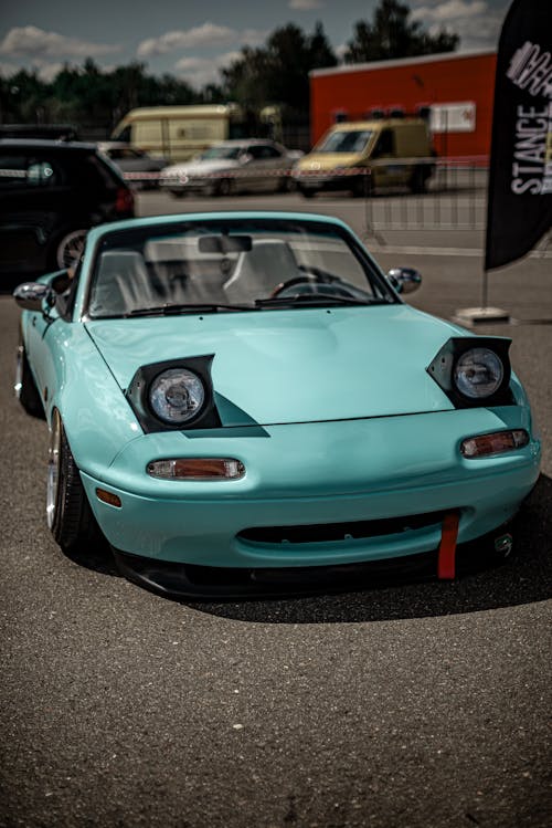 Foto profissional grátis de automobilístico, careca, carro azul