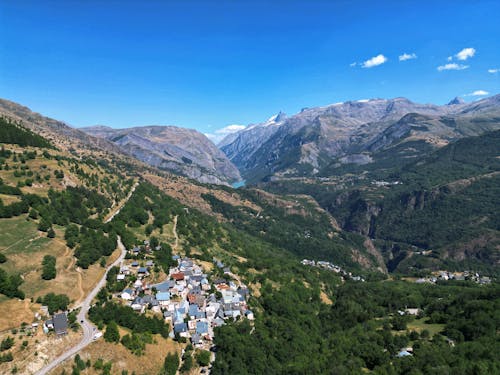 Foto profissional grátis de aerofotografia, árvores verdes, casas