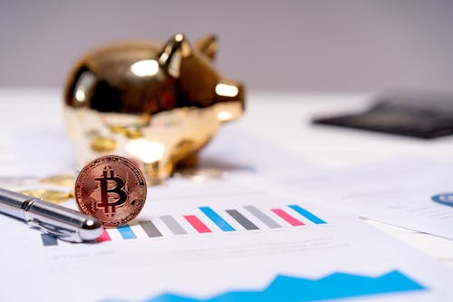 Gratis lagerfoto af bitcoin, mønt, pen