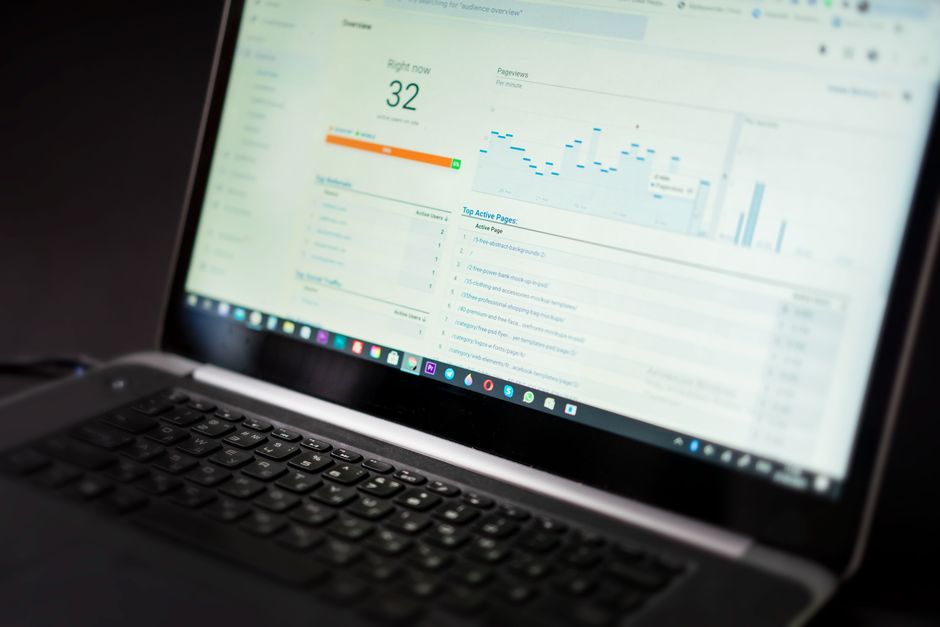 Product analytics dashboard showing user engagement metrics on a computer screen