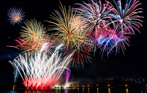 Fireworks Exploding in the Sky at Night