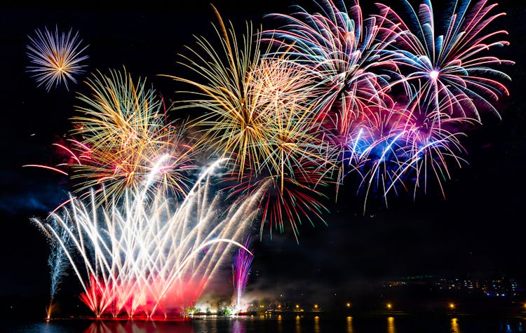 Fireworks Exploding In The Sky At Night