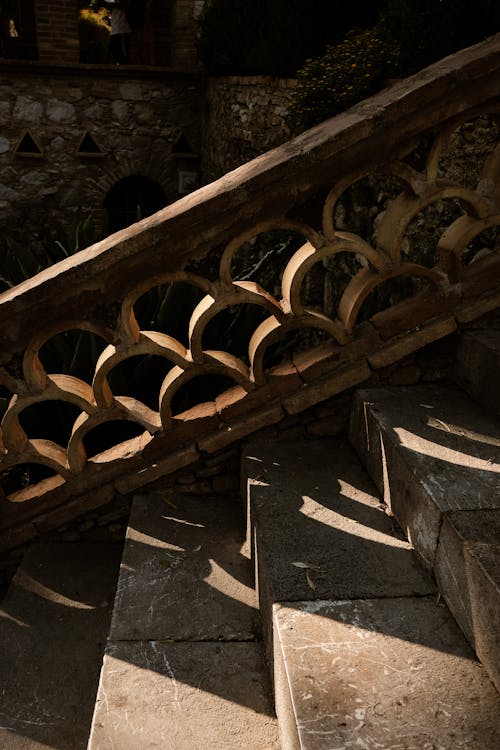 Brown Concrete Railing on Concrete Stairs