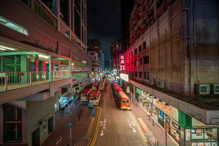 Street In A City At Night, Hong Kong