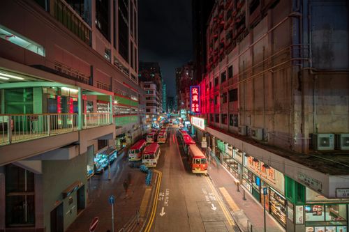 Free Explore the bustling streets of Hong Kong at night, captured in vivid detail. Stock Photo