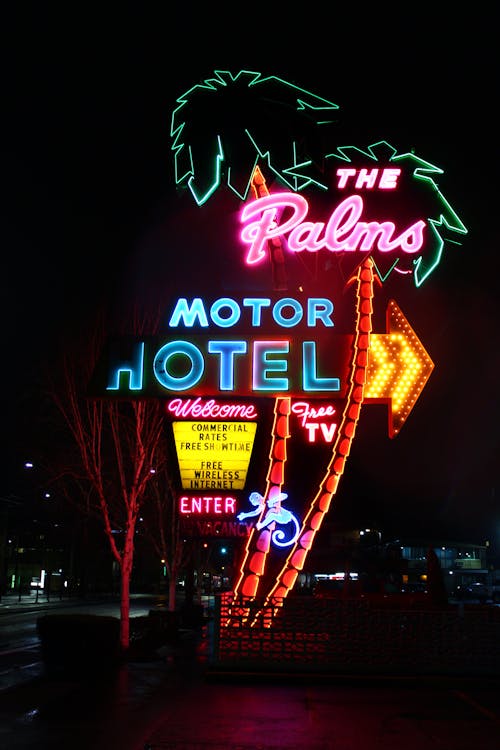 Immagine gratuita di il motel delle palme, luci al neon, motel