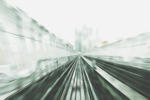 Free Time Lapse Photography of Fast Moving Motion on a Railway Stock Photo